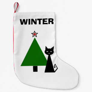 Personalised Black Cat Small Christmas Stocking