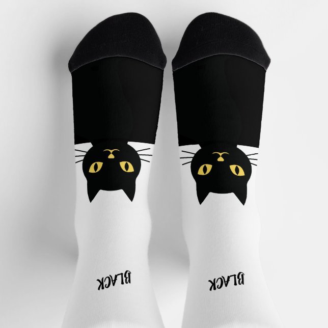 Personalised Black Cat Socks - Cat Lovers gift  (Top)