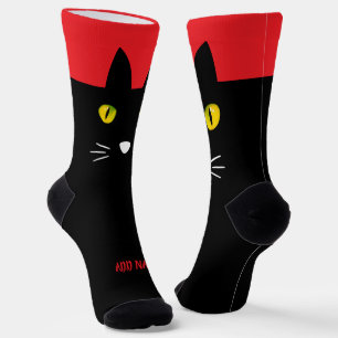 Personalised Black Cat Socks - Cats Custom Gift