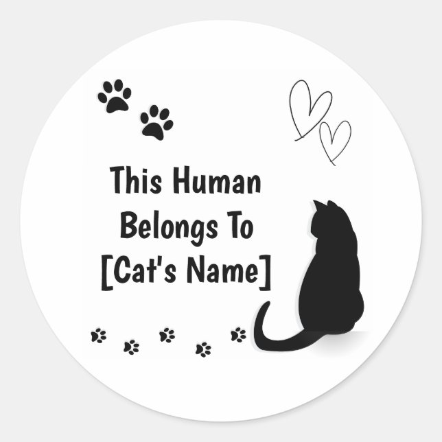 Personalised Black Cat Sticker (Front)