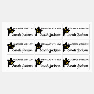 Personalised Black Cat with yellow eyes