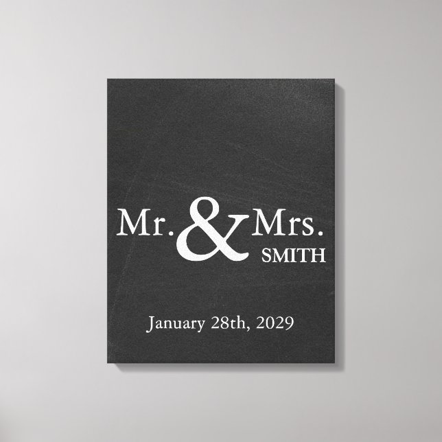 Personalised Black Chalkboard Wedding Guestbook (Front)