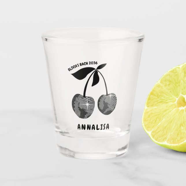 Personalised Black Cherry Bachelorette Shot Glass (Front)