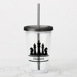 Personalised Black Chess Pieces Acrylic Tumbler
