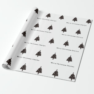 Personalised Black Christmas Tree Wrapping Pape Paper