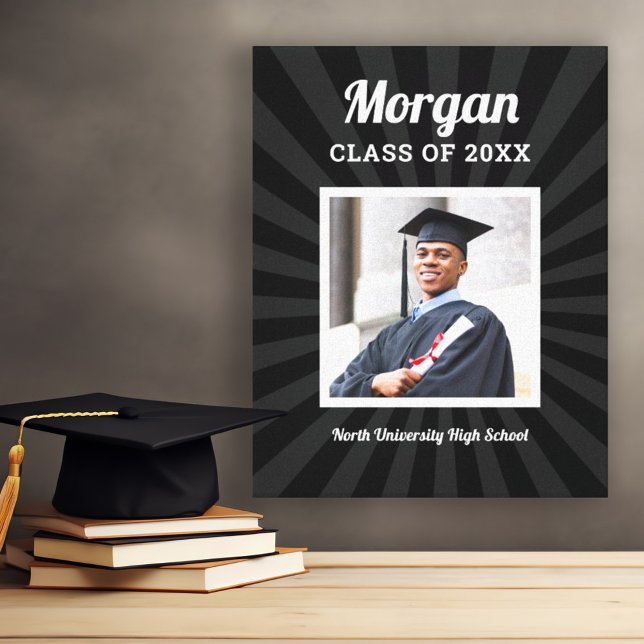 Personalised Black Class of 2025 Graduation Photo Canvas Print (Creator Uploaded)