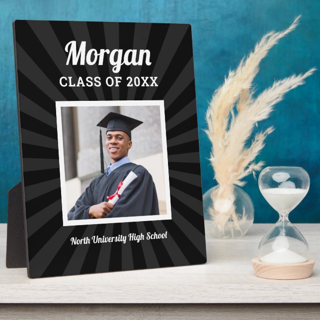 Personalised Black Class of 2025 Graduation Photo Plaque (Side)