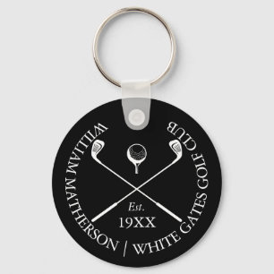 Personalised Black Classic Golf Club Name Key Ring