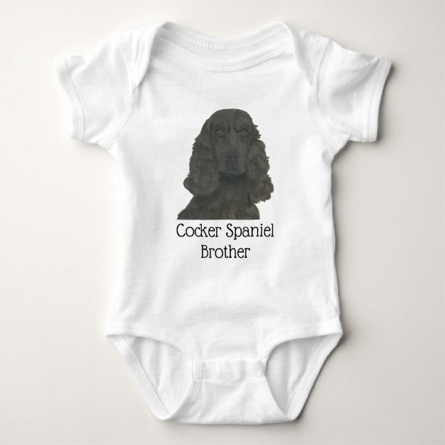 Personalised Black Cocker Spaniel Dog Baby Bodysuit (Front)