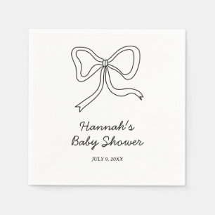 Personalised Black Coquette Bow Baby Shower Napkin