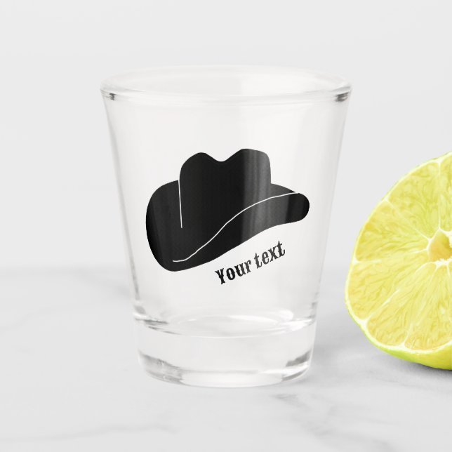 Personalised Black Cowboy Rodeo Hat Shot Glass (Front)