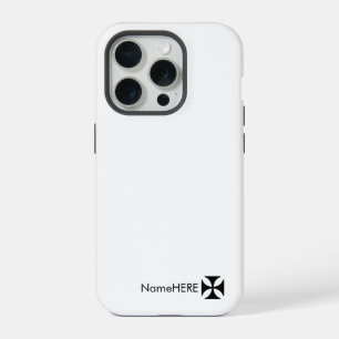 Personalised Black Cross Pattee Art, Black & White iPhone 15 Pro Case