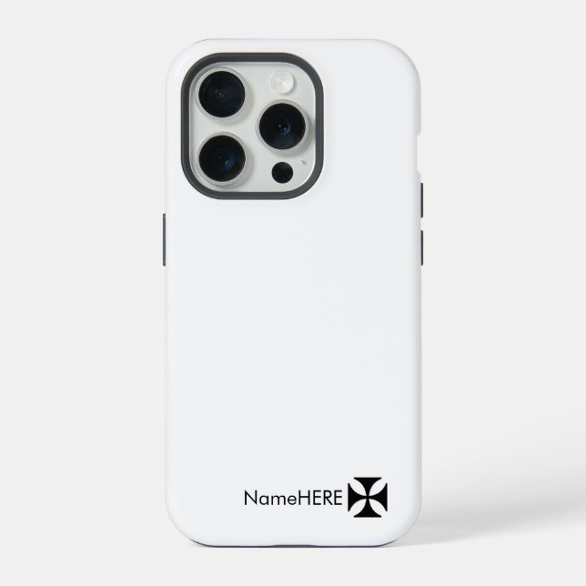 Personalised Black Cross Pattee Art, Black & White iPhone Case (Back)