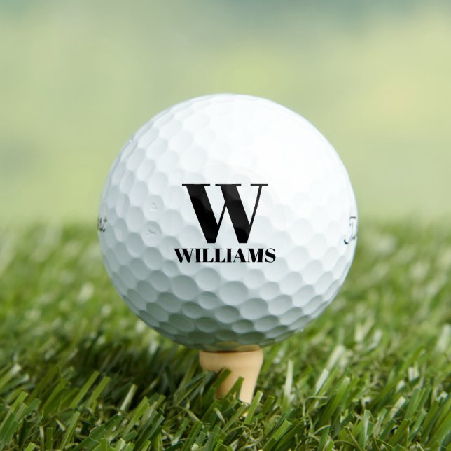Personalised black custom monogrammed initial name golf balls (Insitu Tee)