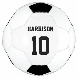 Personalised black custom name number sports team soccer ball