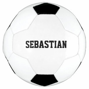 Personalised black custom name sports team number soccer ball
