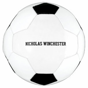 Personalised black custom name sports team varsity soccer ball