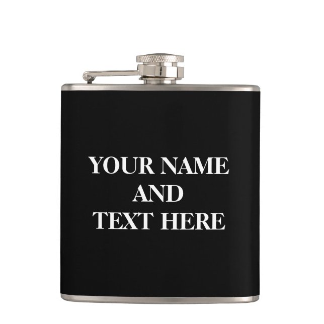 Personalised Black Custom Your Own Photo Hip Flask (Front)