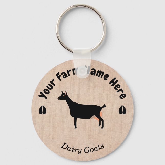 Personalised Black Dairy Goat Key Ring (Front)