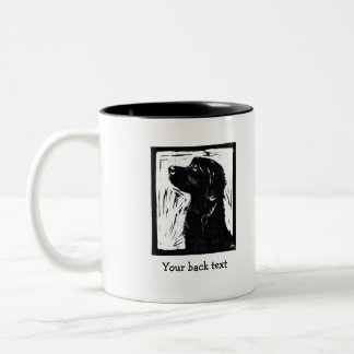 Personalised Black Dog Springador Lino Print Mug