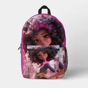 Personalised Black doll Printed Backpack