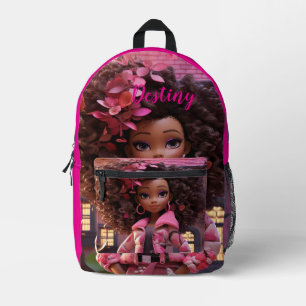 Personalised Black doll  Printed Backpack
