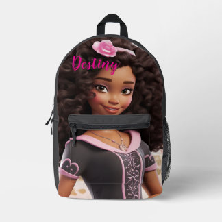 Personalised Black doll Printed Backpack