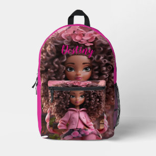 Personalised Black doll  Printed Backpack