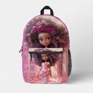 Personalised Black doll Printed Backpack
