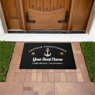 Personalised Black Doormat w/ Starfish & Anchor