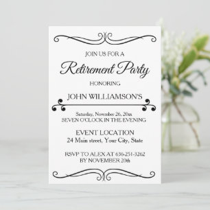 Personalised black elegant retirement party  invitation