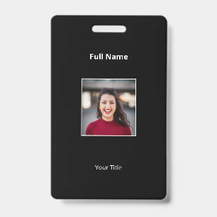 Personalised Black Employee Badge Photo & Text ID Badge