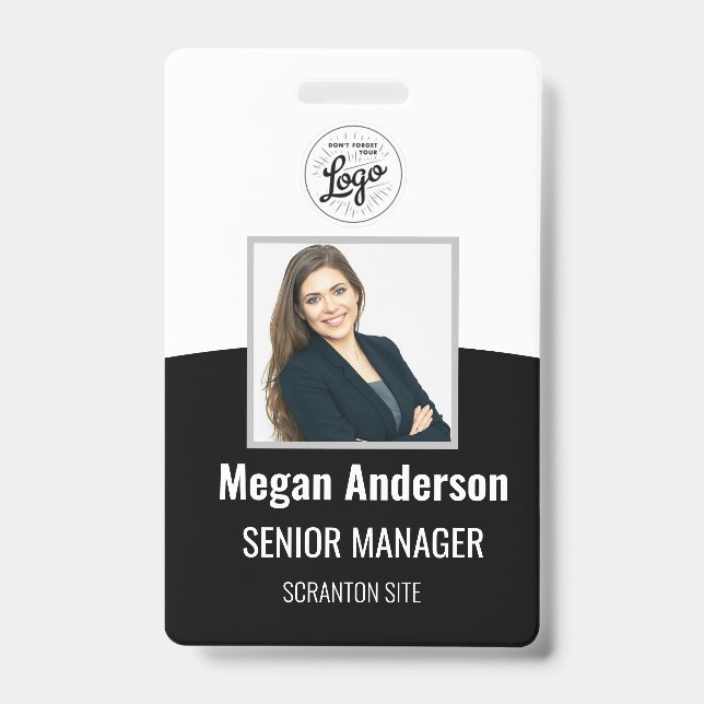 Personalised Black Employee Photo ID Badge (Front)