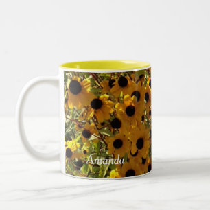 Personalised Black Eyed Susan Flowers Photo Mugs