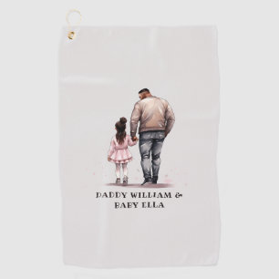 Personalised Black Father and Daughter (2) Golf Towel