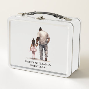 Personalised Black Father and Daughter (3) Metal Lunch Box
