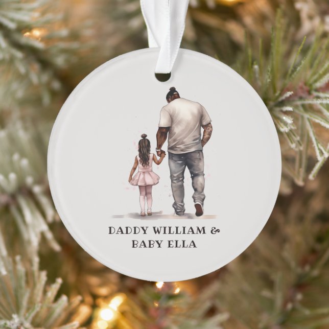 Personalised Black Father and Daughter (3) Ornament (Tree)
