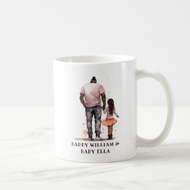 Personalised Black Father and Daughter (4) Coffee Mug (Right)