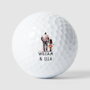 Personalised Black Father and Daughter (4) Golf Balls