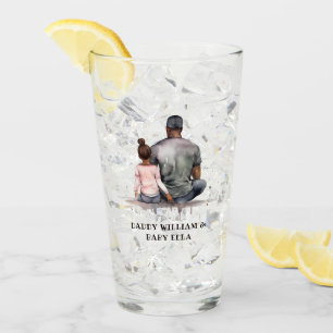 Personalised Black Father and Daughter (5) Glass
