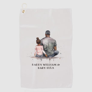 Personalised Black Father and Daughter (5) Golf Towel