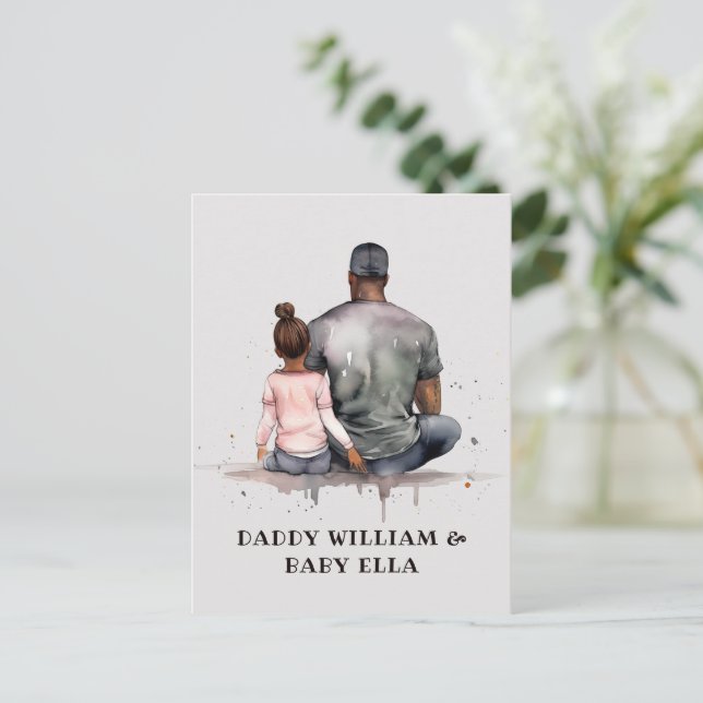 Personalised Black Father and Daughter (5) Postcard (Standing Front)