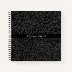 Personalised Black Floral Pattern Notebook
