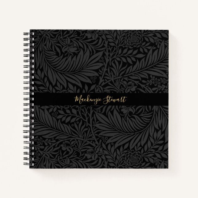 Personalised Black Floral Pattern Notebook (Front)