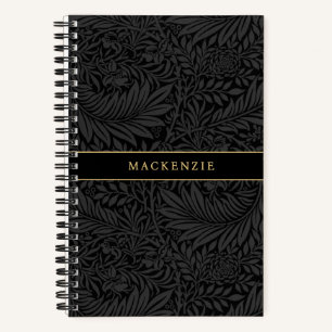 Personalised Black Floral Pattern Notebook