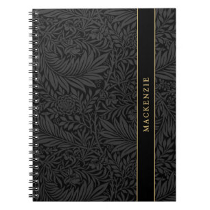 Personalised Black Floral Pattern Notebook