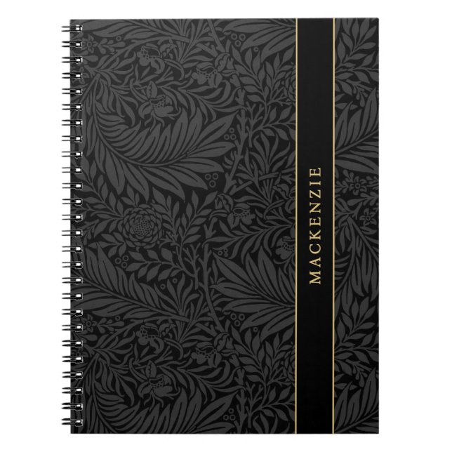 Personalised Black Floral Pattern Notebook (Front)