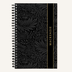 Personalised Black Floral Pattern Notebook