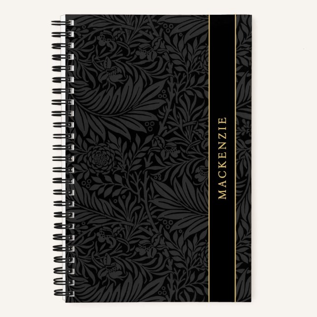 Personalised Black Floral Pattern Notebook (Front)