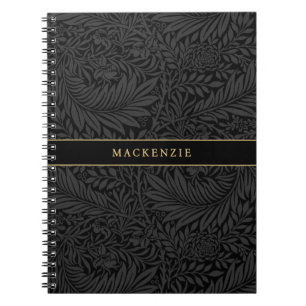 Personalised Black Floral Pattern Notebook